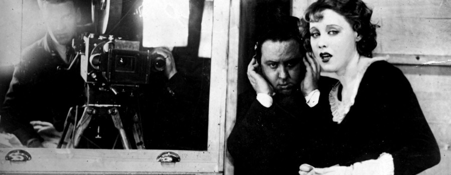 Alfred Hitchcock directs actress Anny Ondra in "Blackmail"
