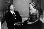 DIAL M FOR MURDER (1954) - ON SET - On set photograph of Hitchcock and Grace Kelly (''Dial M for Murder'').