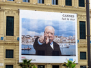 Cannes Film Festival (2012) - To celebrate the 65th Cannes Film Festival in 2012, a number of large photographs were hung around the city, including this one of Alfred Hitchcock taken in 1972.