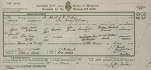 Alfred and Alma Hitchcock (1926) - Copy of the marriage certificate for Alma Reville and Alfred Hitchcock. They were married at Bromptom Oratory, South Kensington, London, on 2 December 1926. The copy is dated March 1955, so was likely requested as part of Hitchcock's application to become an American citizen.