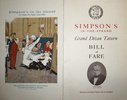 Simpson's in the Strand - menu - Menu for Simpson's in the Strand, featuring a cartoon by H.M. Bateman of head carver Charlie Brown.
