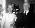 The Birds (1963) - Tippi and Hitchcock - Photograph taken during the 1963 Cannes Film Festival, where ''The Birds'' was screened out of competition.