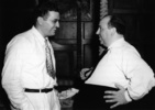 Hitchcock and Selznick - Photograph of Alfred Hitchcock and David O Selznick.