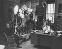 Marnie (1964) - on set - On set photograph from ''Marnie''. Standing next to Hitchcock is cinematographer Robert Burks.