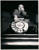 DIAL M FOR MURDER (1954) - PUBLICITY STILL - Publicity still of Alfred Hitchcock for ''Dial M for Murder'', taken by photographer Sanford H. Roth