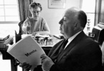 Alfred and Alma Hitchcock (1960s) - Photograph of Alfred Hitchcock and Alma Reville, taken at their Bel Air home by photographer Phil Stern.