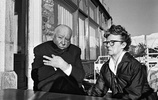 Alfred and Alma Hitchcock (1975) - Photograph of Alfred Hitchcock and Alma Reville in St. Moritz, taken by photographer Daniel Angeli during their final trip to Europe.