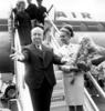 The Birds (1963) - photograph - Photograph of Alma Reville, Alfred Hitchcock and Tippi Hedren arriving at Nice airport in France, on their way to the Cannes Film Festival to promote ''The Birds''.