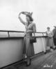 Jane Wyman (1950) - Photograph of actress Jane Wyman returning to the US aboard the RMS ''Queen Mary'' after filming ''Stage Fright'' in England.