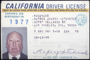 Hitchcock's Californian licence